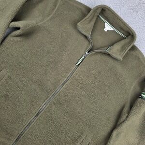Orvis Full Zip Fleece Jacket Mens Medium Olive Green Mock Neck Outdoor Midweight
